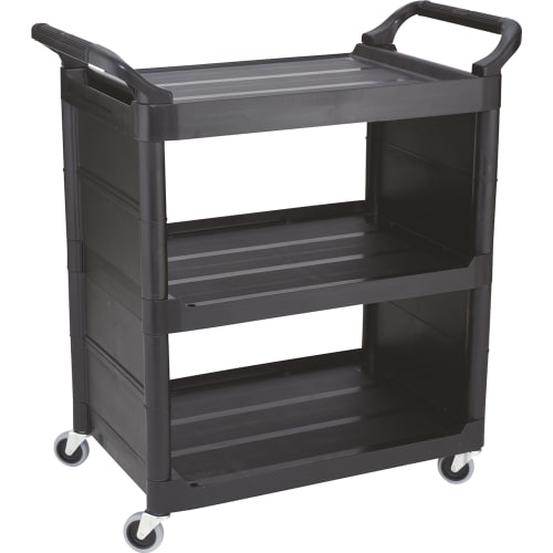 Rubbermaid Service Utility Cart with 3 Inch Swivel Casters and End Panels, Black